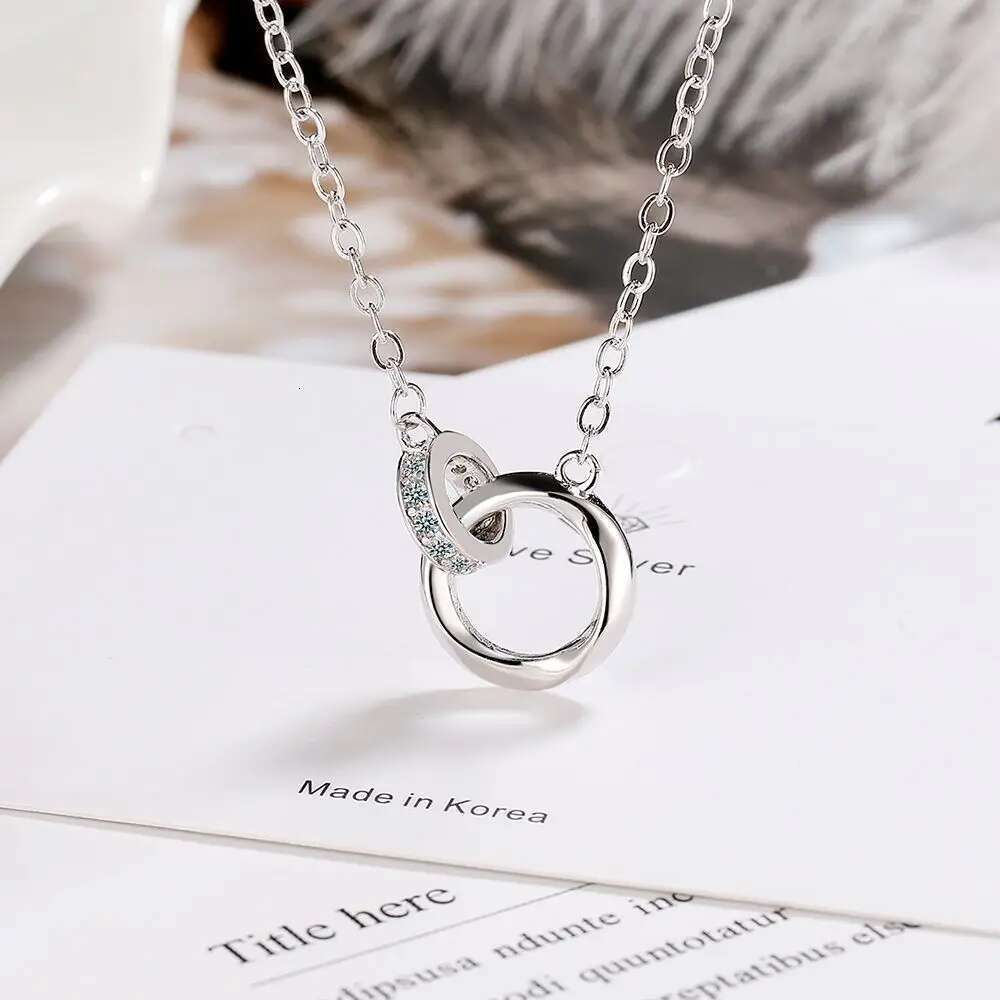 Sterg Sier Full Dia Zircon Simple Ring Clavicle Chain Women's Necklace