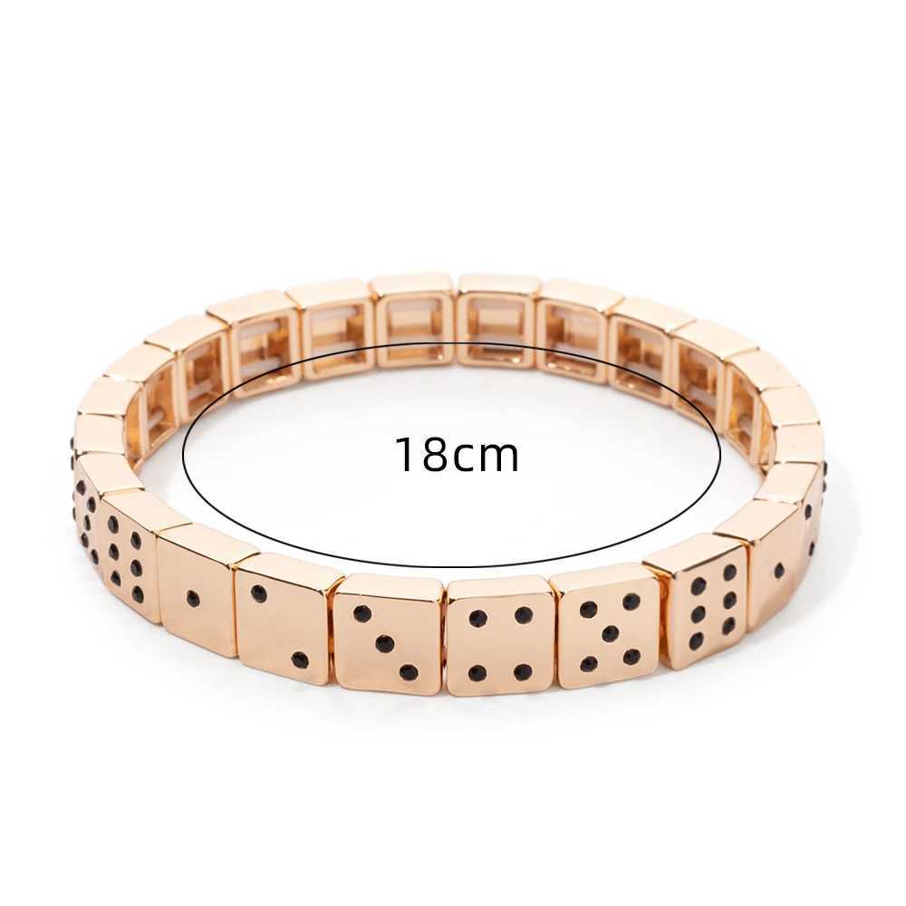 Choice Gold Color Happy Bangle For Women Inlaid Diamond Elastic Bracelets Dice Hand AccessoryC250411