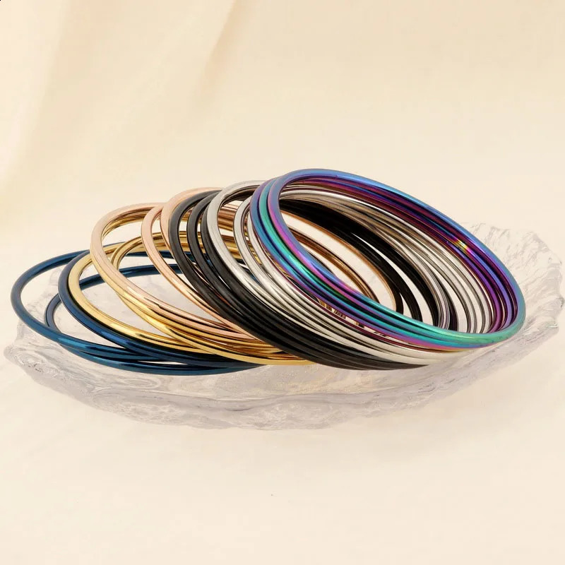 Simple Stainless Steel Bracelet For Women Men Gold Silver Color Geometry Wire Round Bangle Female Trendy Jewelry Wristband Gifts 250403