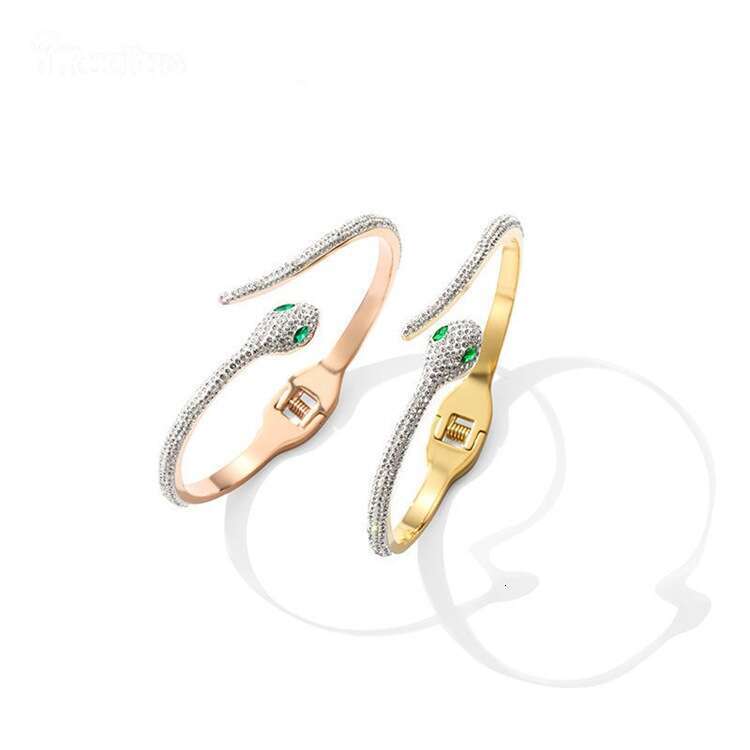 Snake-Shaped Copper Bangle 18K Gold Plated Non-Fading Luxury Bracelet with Inlaid Zircon - Fashionable Personalized Jewelry Z260313