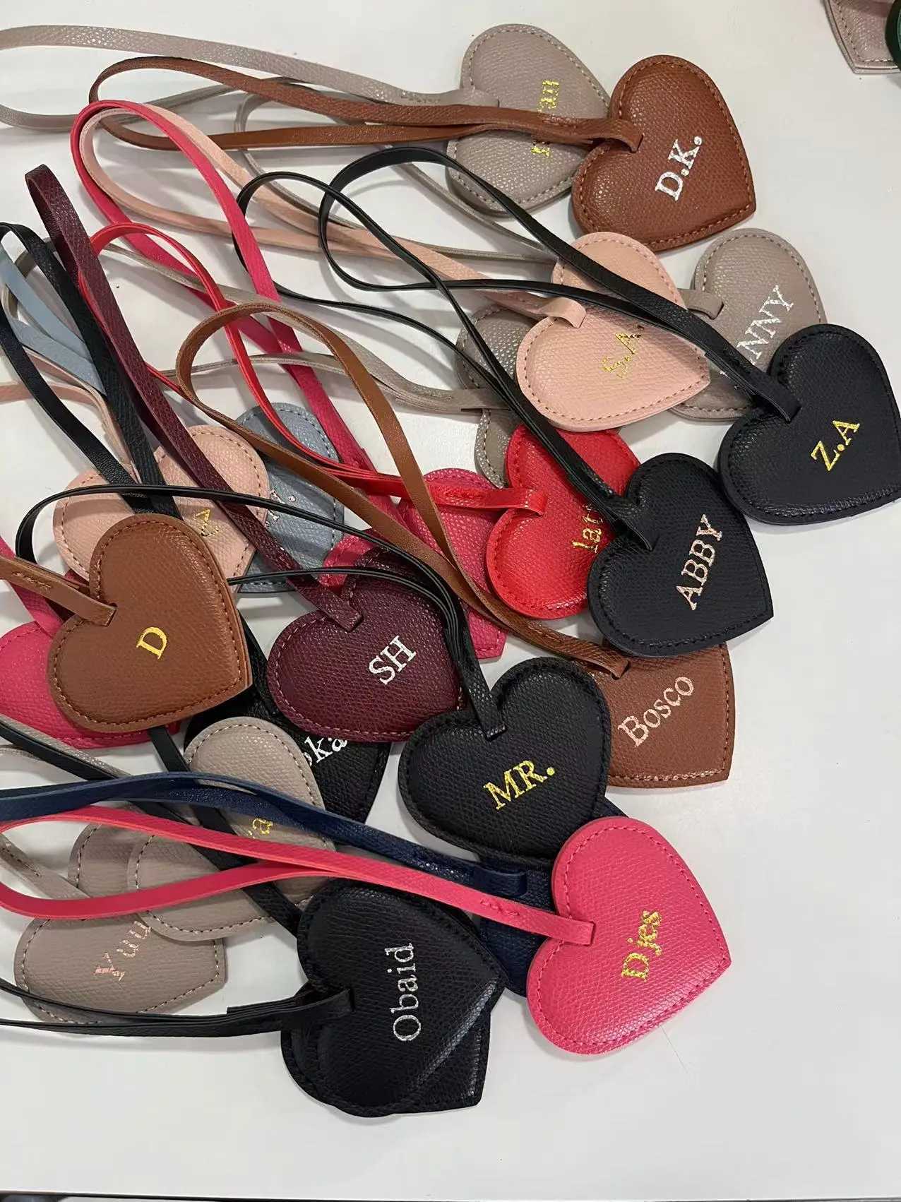 Free Initials Personalized Women PU leather Peach bag Pendant high level Keychain charm Black to school gift backbag DecorationW251112