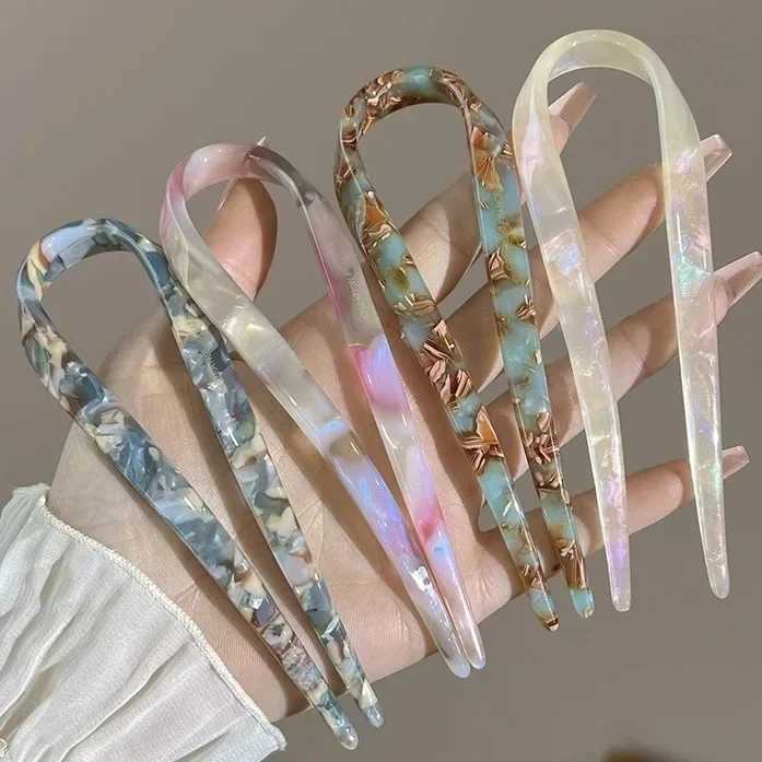 U-shaped hair clip womens meatball headband simple Chinese style hair clip modern style and warm hair accessories Y2504012
