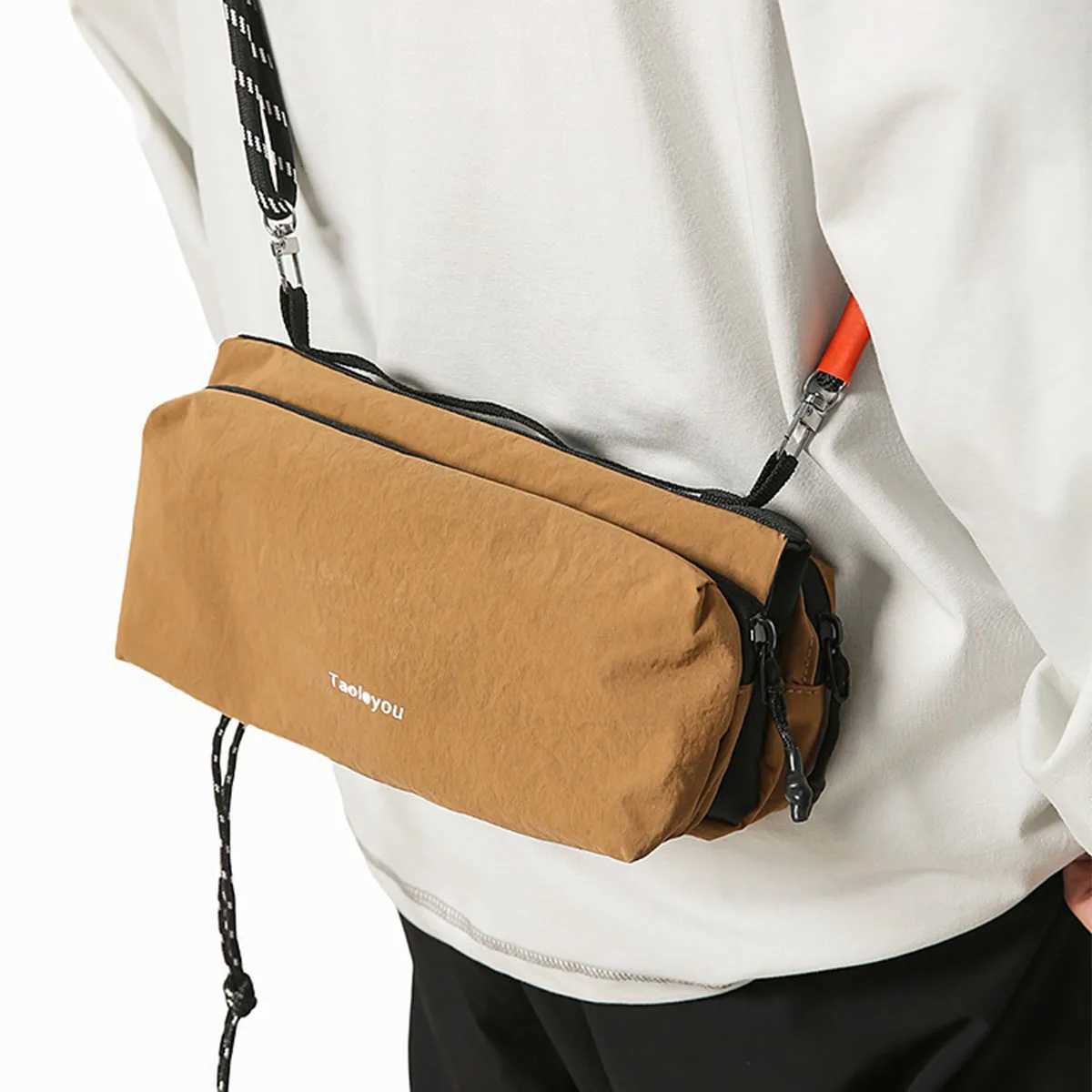 Nylon casual bags outdoor hiking bags drawstring street mens crossbody bags single-shoulder bagsT2511112