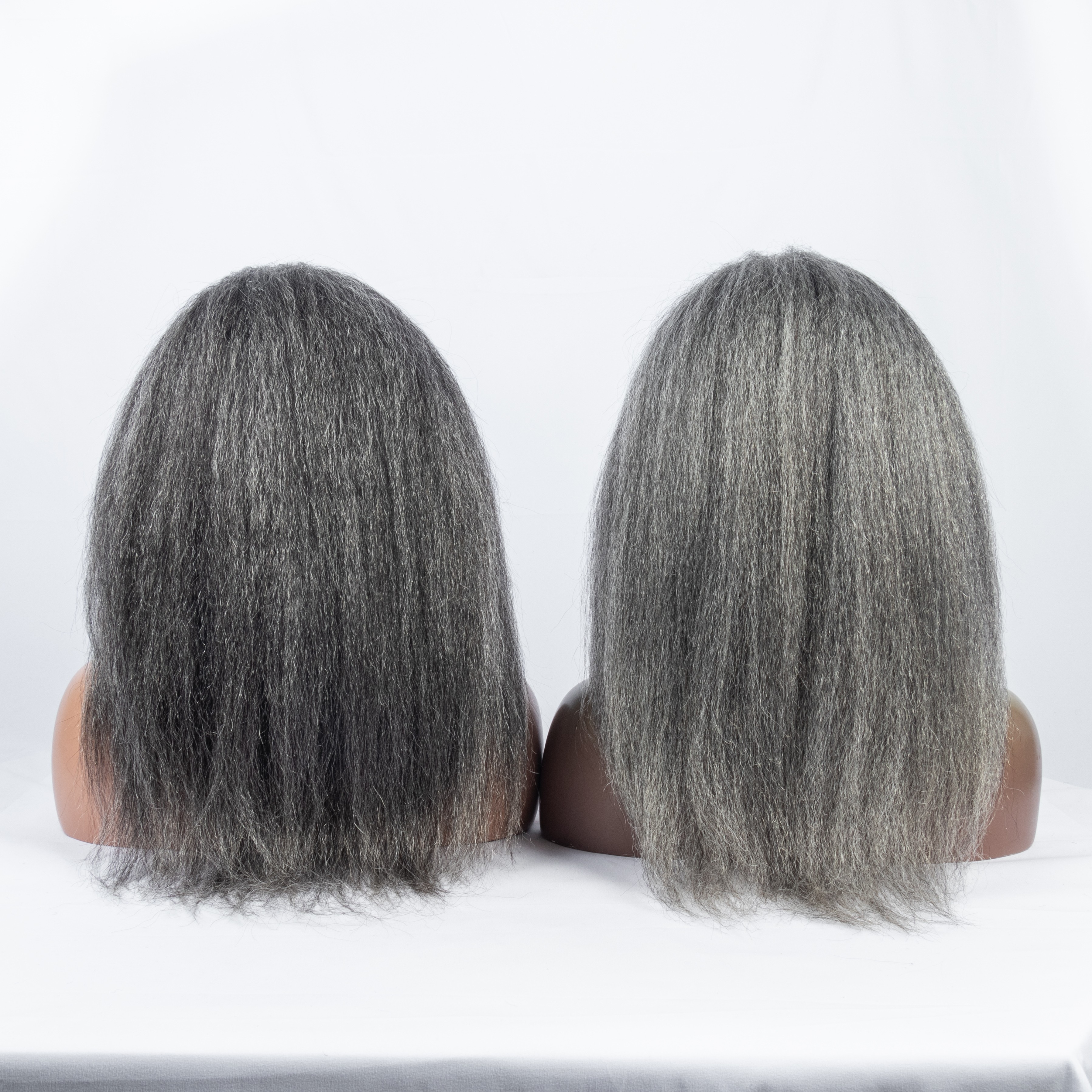 2025 Hot Selling Grey Color Kinky Straight Headband Wig Human Hair Headband 60% Gray Machine Made Wig