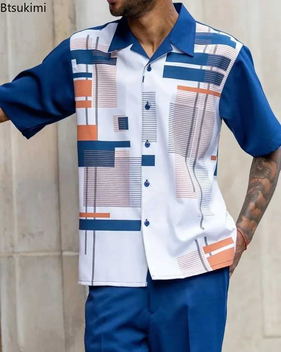 2025 Trend Printing Mens Wear+Mens Wear Set Spring/Summer New Party Sports and Leisure Set Shirt Pants 2-piece Fashion Mens WearXJ250412
