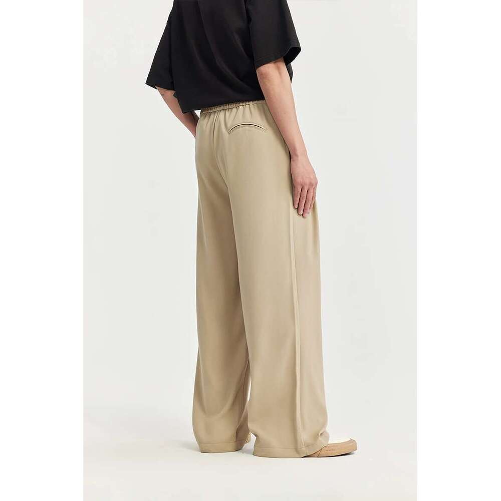 Black Wide Leg Suit Pants Men 2024 Trendy Elastic Waist Drape Casual Trousers Unisex