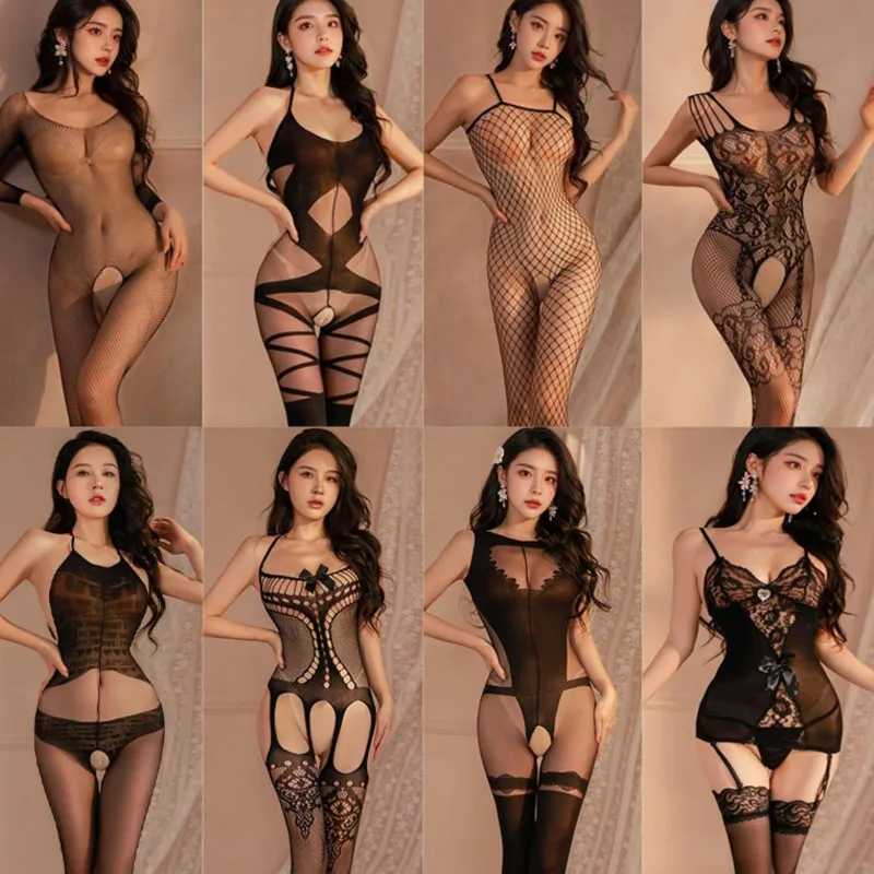 Wholesale pantyhose and mesh socks used for sex sexiness womens underwear fishnet restraint sex bodysuits stretch open crotch bodysuits W250412