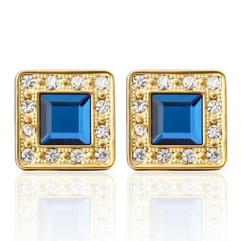 High quality cufflinks classic fashion blue crystal crown ball design material mens cufflinks wholesale and retailT250412