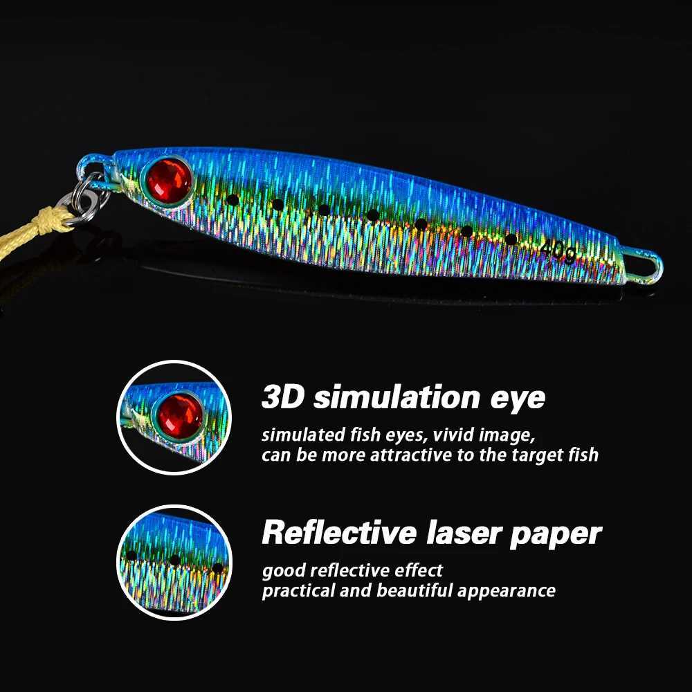 Super Lures NEW 3D Printed Eyes Fast Sinking Metal Jig Lure 20g 30g 40g Saltwater Shore Casting Fishing Lure Vertical Metal Jig Z250411
