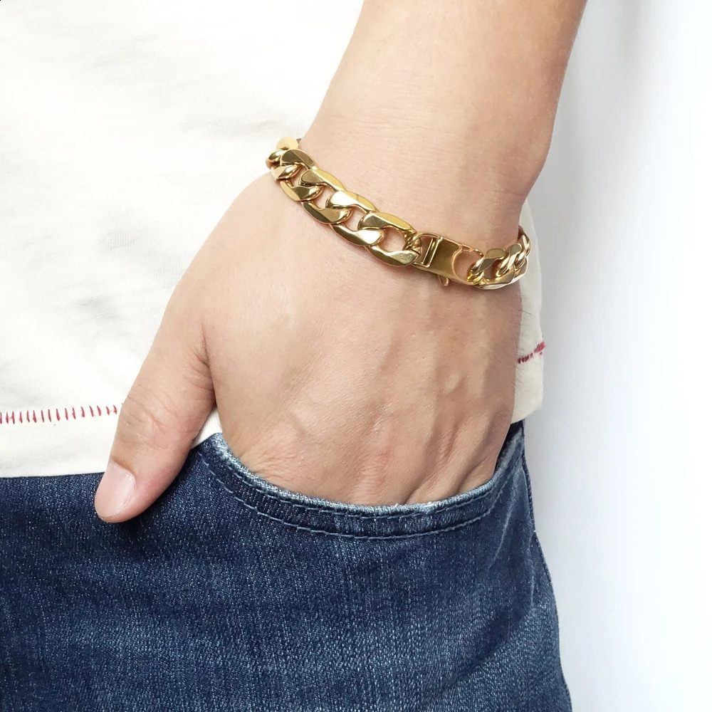 100% stainless steel bracelet 6812 mm 8inch curly Cuban chain gold suitable for men women free delivery provided by the factory 250410