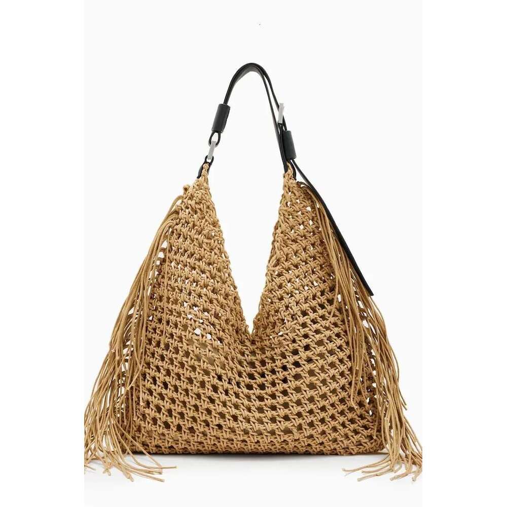 Bohemian Beach Bags For Women Designer Handbags Purses 2025 New Nylon Fabric Hollow Tassels With Inner Pocket