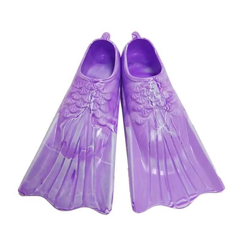 Colorful silicone short fin swimming split mermaid flip cover suitable for adults children light diving equipment and freestyle swimming gearY250412