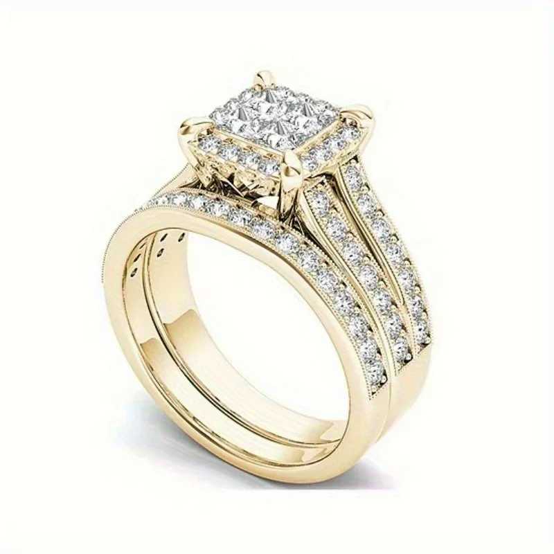 New Micro Light Zirconia Stacked Ring for Wedding and Engagement - Elegant and Luxurious Jewelry SetXJ250412