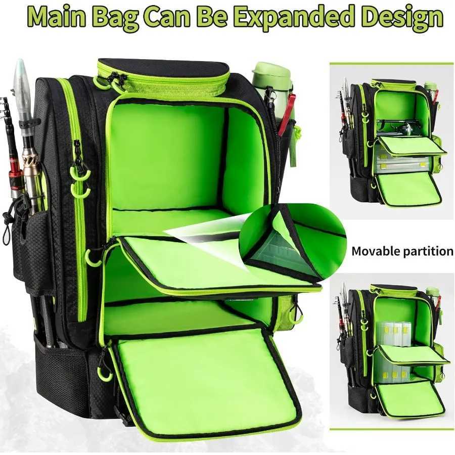 BLISSWILL Large Fishing Backpack with Cooler for 3 Tackle boxes Fishing Bag with Rod Holders Fishing Gear and Equipment for fis Z250411