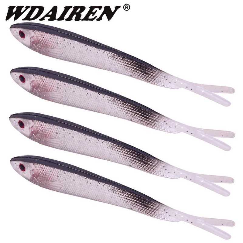 5PCS Forktail Fish Soft Bait 7.5cm/10cm Silicone Worm Wobblers Fishing Lures Isca Artificial Swimbaits Bass Carp Flying Tackle Z250411