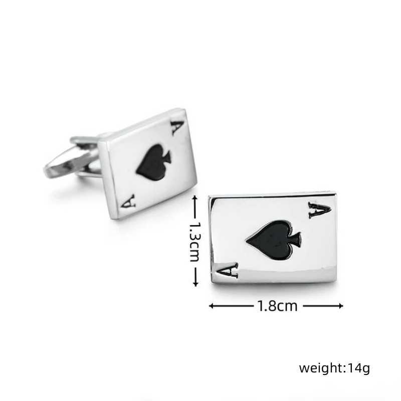 Mens French shirt cufflinks made of copper material for sports and entertainment venues designed with poker cards French cufflinksT250412