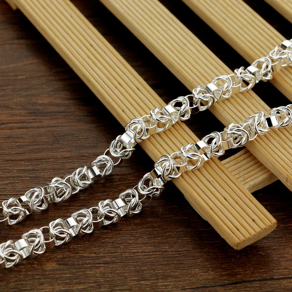 Real 925 sterling silver box chain necklace fashionable mens necklace retro atmosphere modern appearance punk skeleton chain jewelry 250409