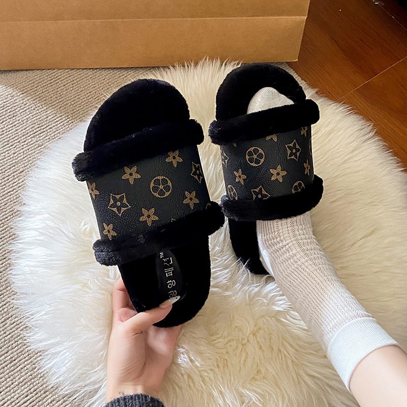 Free Shipping Winter Keep Warm Cotton Slippers for Women Luxury Designer Shoes brown beige black khaki