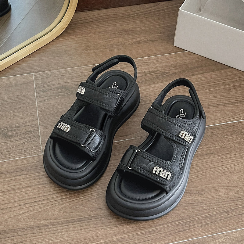 designer shoes 2025 new Women's thick-soled sandals Velcro beach sandals platform soles leisure and sporty sandals