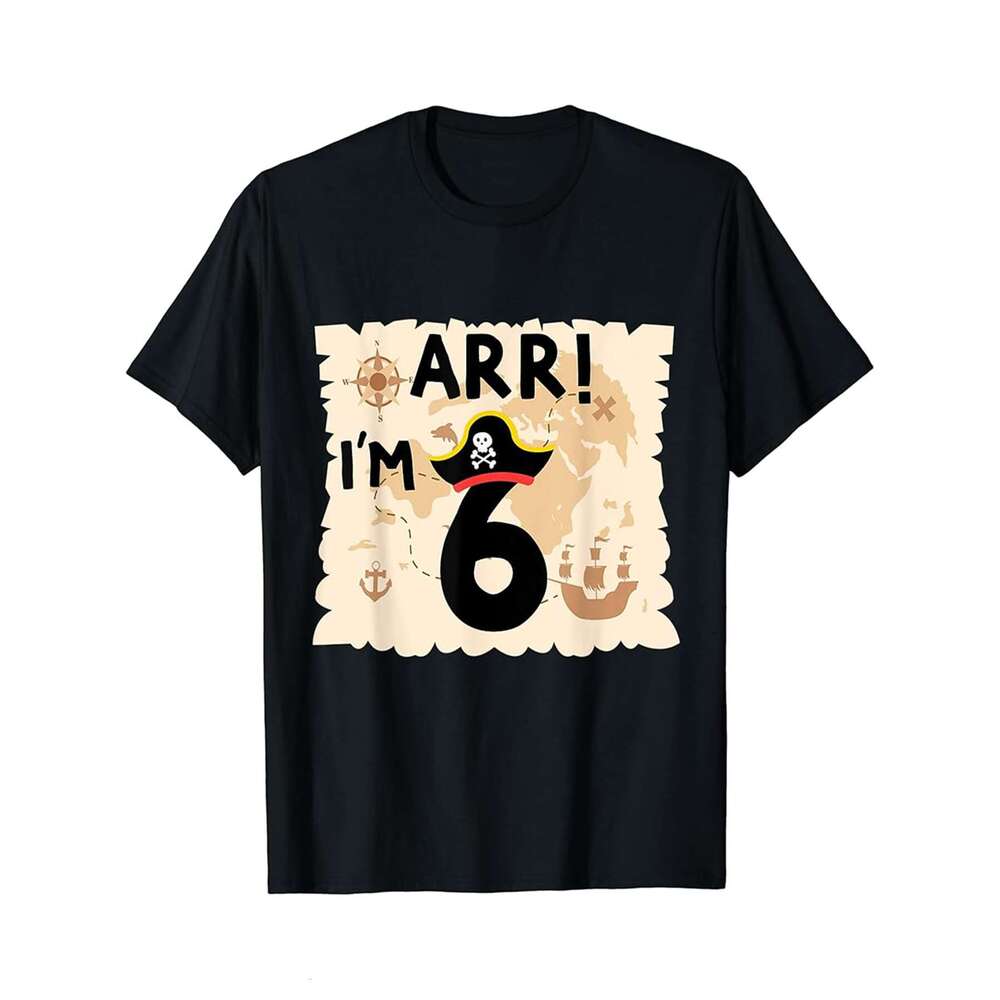 Designer T shirt Arrr Im 6 Funny 6 Year Old Pirate 6th Birthday Treasure Map - 220g T shits