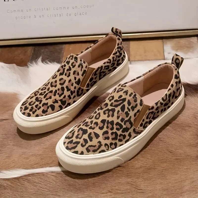 2025 new sports shoes, women's designer fashion leopard print sports shoes, casual casual comfortable flat shoes