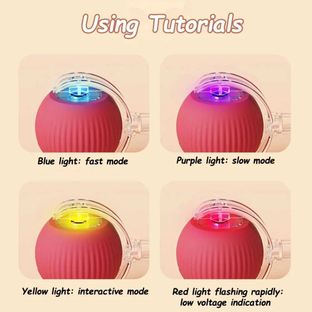 New Cat Interactive Ball Toy Automatic Rolling Ball Artificial Tail Charging Intelligent Pet Electric Toy Dog Training Simulation Mouse Y250412