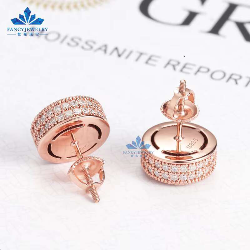 925 Sterling Silver Earrings Studs Lab Diamonds Round Mens Moissanite VVS1 Cluster Stud Fashion Jewelry Earrings Studs
