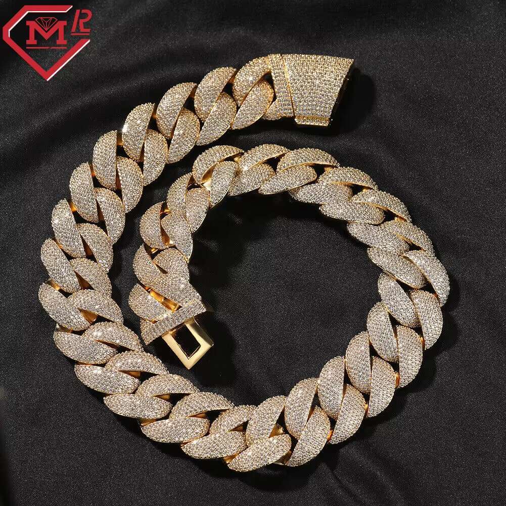 Top Selling Hiphop Cuban Link Chain Pass Testter Rapper 925 Solid Silver 20mm Vvs Moissanite Cuban Link Chain