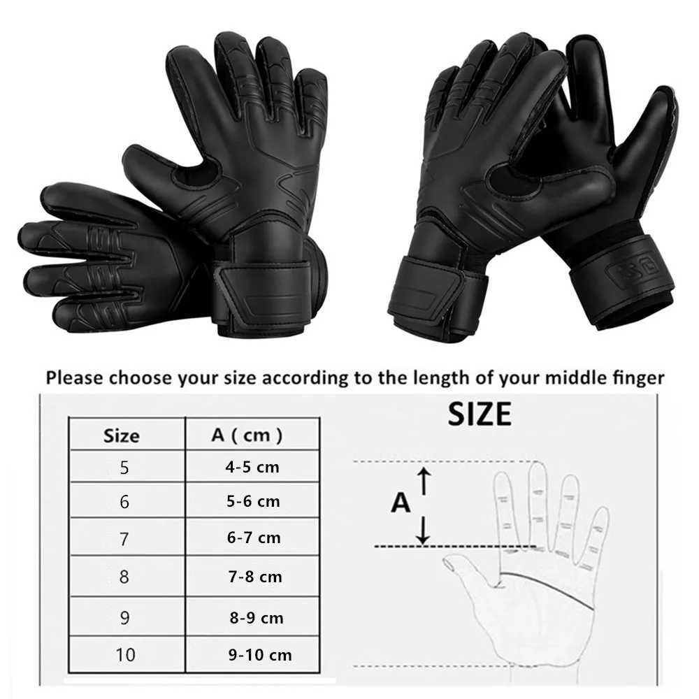 1 pair of black size 5-10 goalkeeper gloves with finger protectors ventilated soccer goalkeeper soccer latexXJ250412