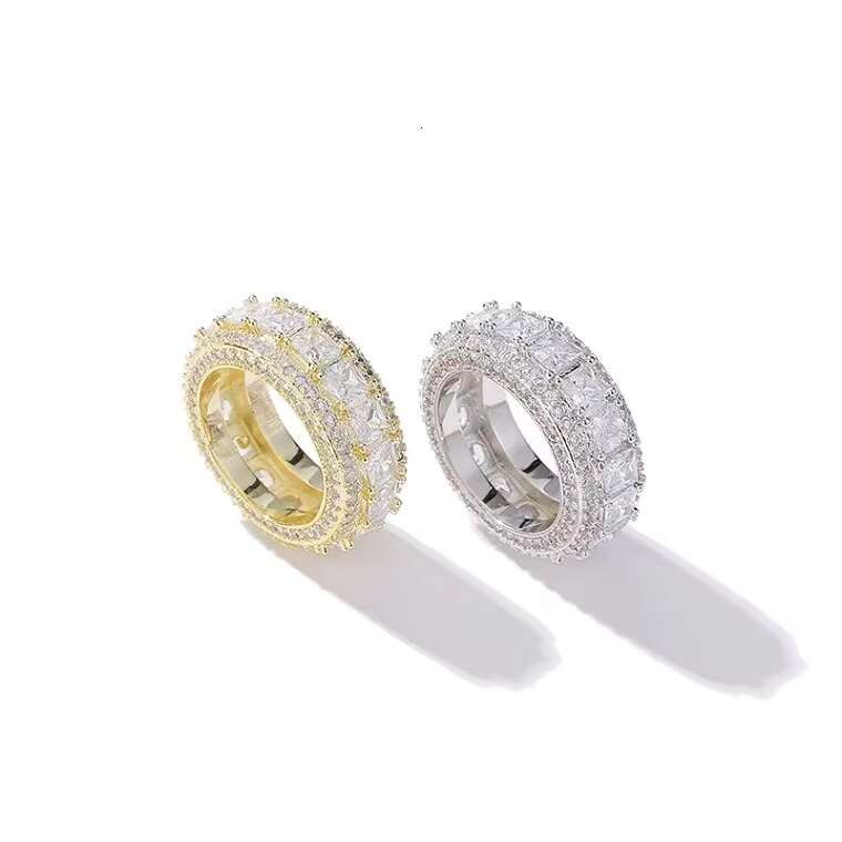 Customized Mens Silver Ring Vvs Moissanite Hip Hop Ring S925 Silver With Princess Moissanite Tennis Cuban Ring