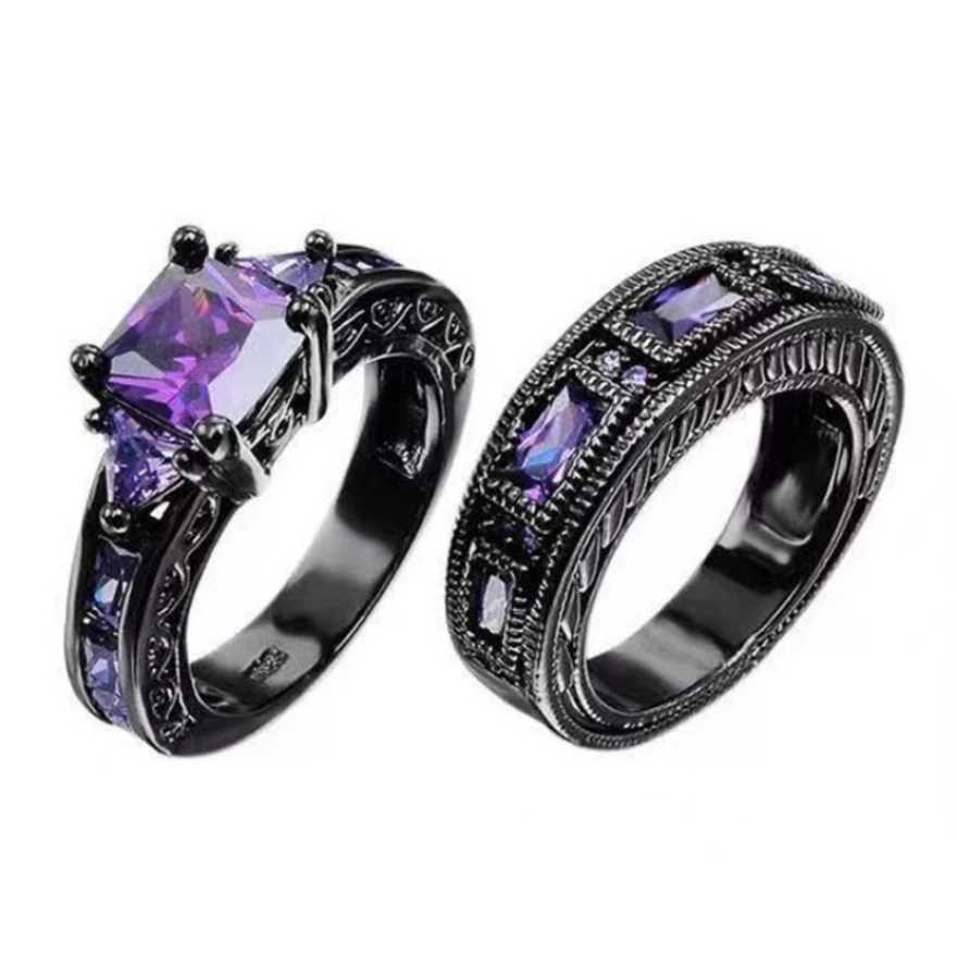 Free sale luxurious and popular retro black and purple zircon rings accessories gifts.XJ250412