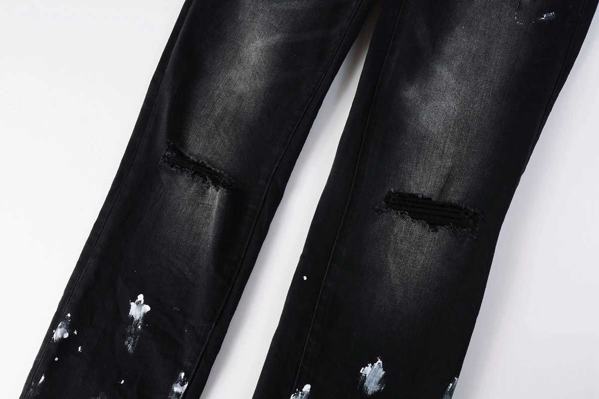 American mens high street black paint old 9002 pants jeans W250412