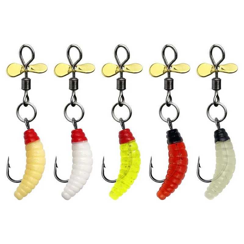 Propeller Worm Fishing Lure Spinner Spinning Bait Rotating Blade Sequin Bionic Fish Lure Z250411