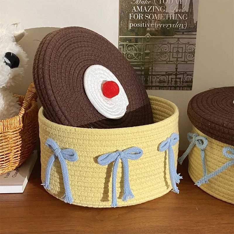Storage Basket Hand Woven Toys Desktop Clutter Storage Box Cotton Rope Storage Basket He Decoration Y251112