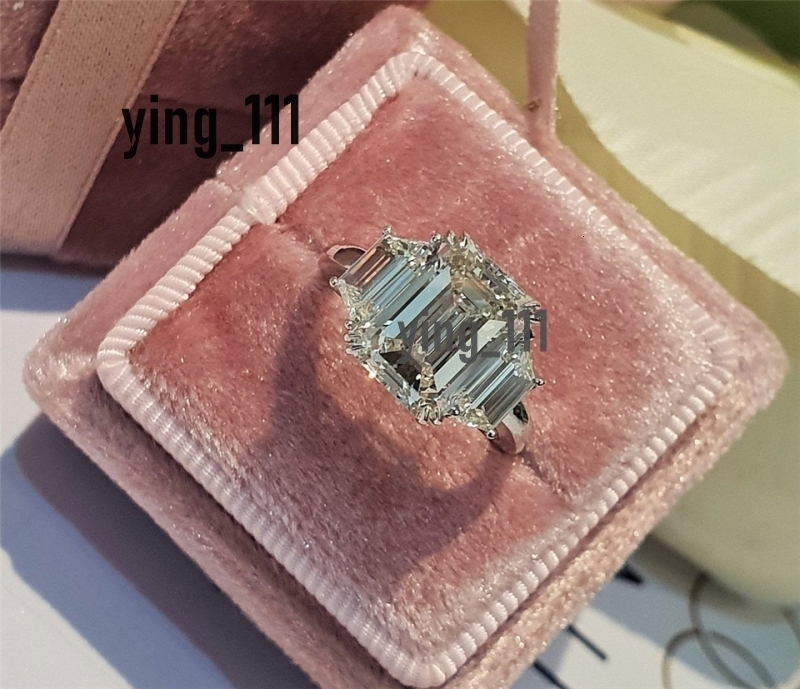 Jewelry 3.0 Carat Emerald Cut Lab Grown Diamond Square Engagement Ring IGI Certified Trapezoid Cut Side Lab Diamonds 0.20 Carats Each 14K Solid Gold R