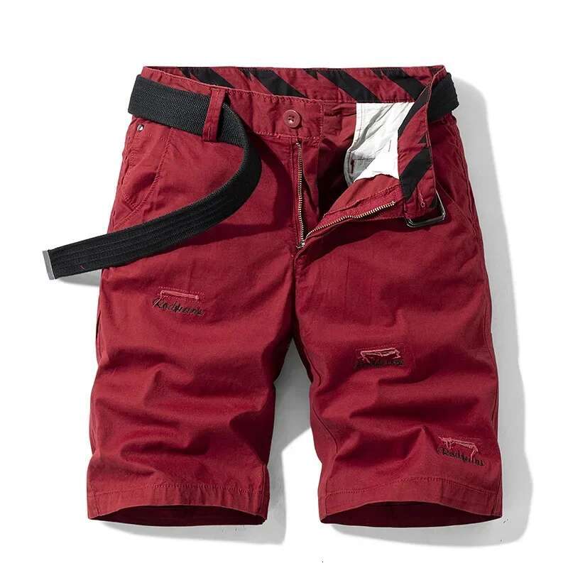 With Belts Men Cotton Casual New Summer Man Loose Jogger Cargo Shorts Quality Male Straight Knee Length Pants 38