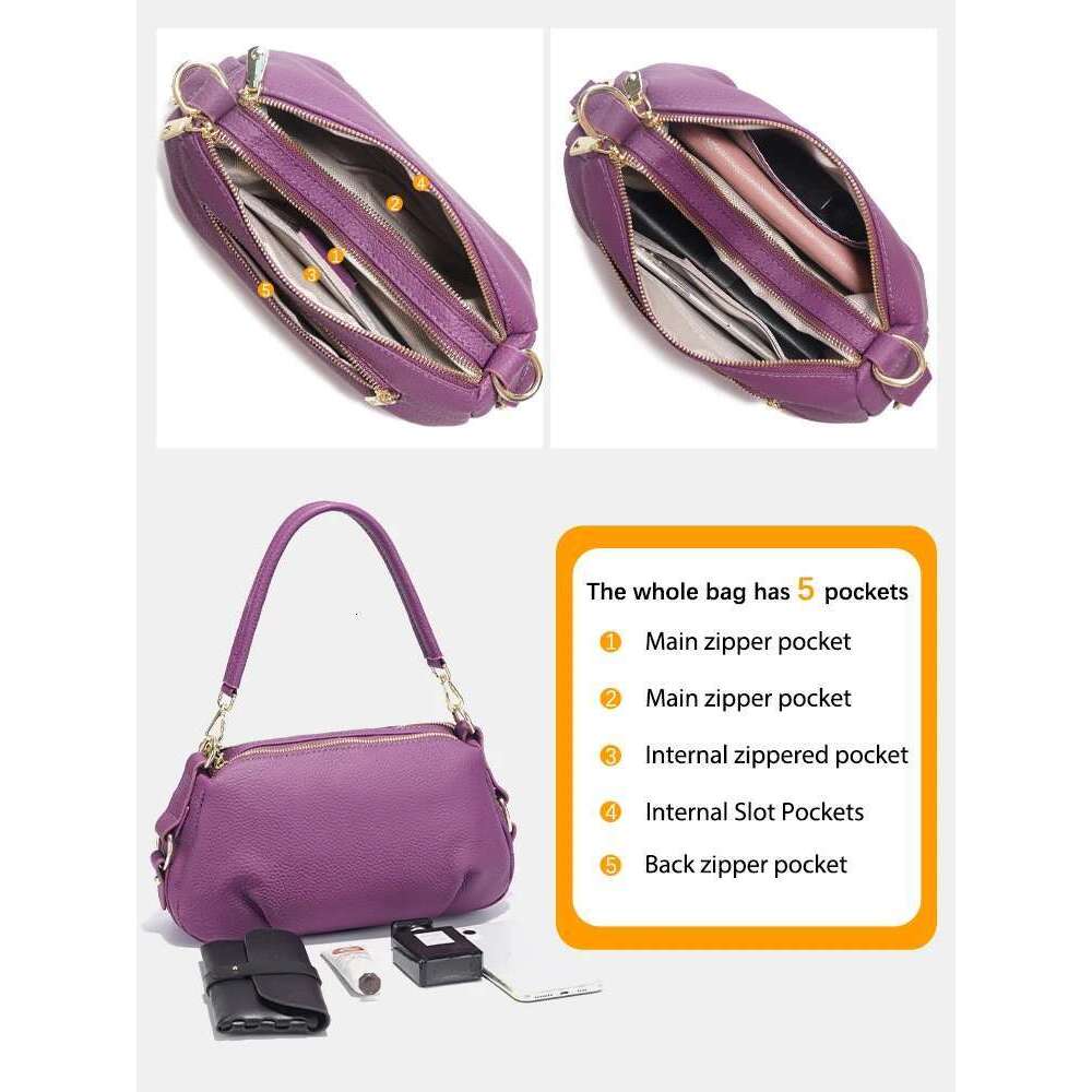 Designer Bag Zency Women's Genuine High Quality Small Simple Pillow Handbag Female Shoulder Crossbody Ladies Leather Bag