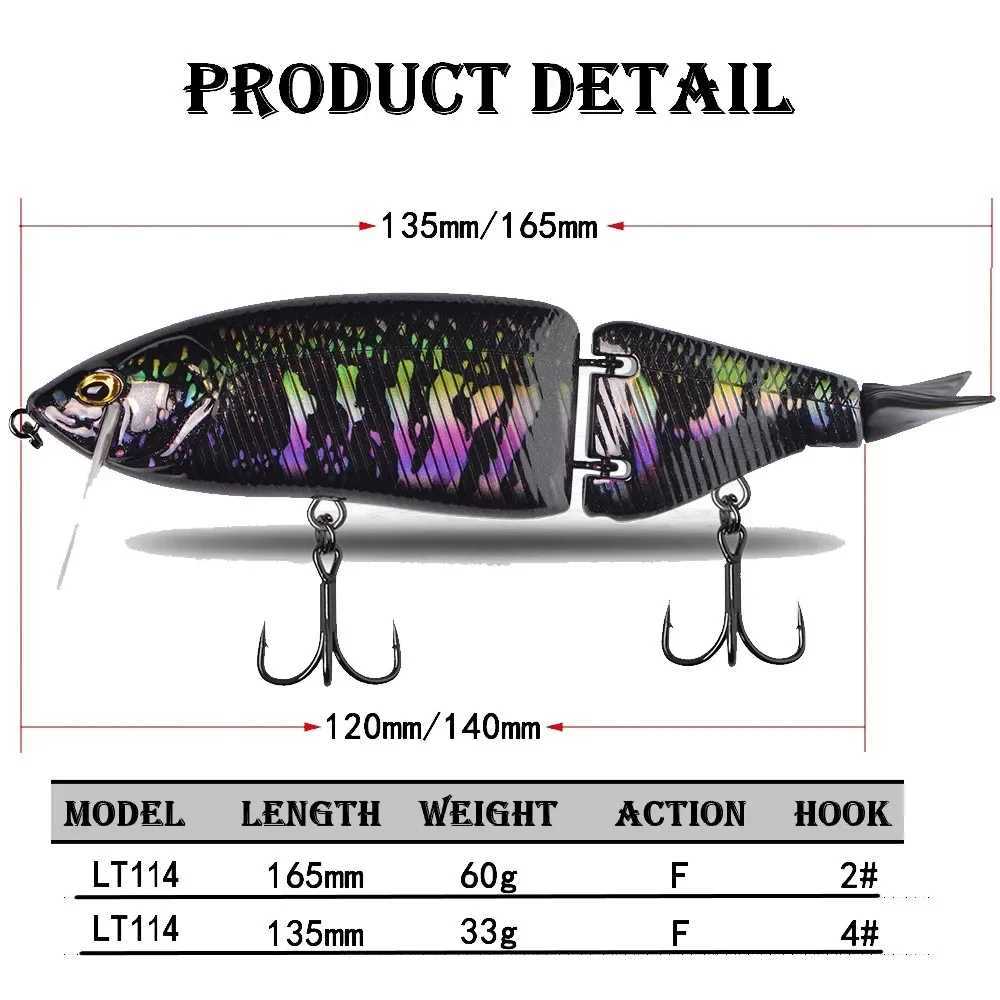 1PCS SwimBaits 2024 135mm 33g/165mm 60g Jointed Fishing Lure Hard Body Floating Bass Pike Fishing Bait Tackle Drt Klash Swimbait Z250411