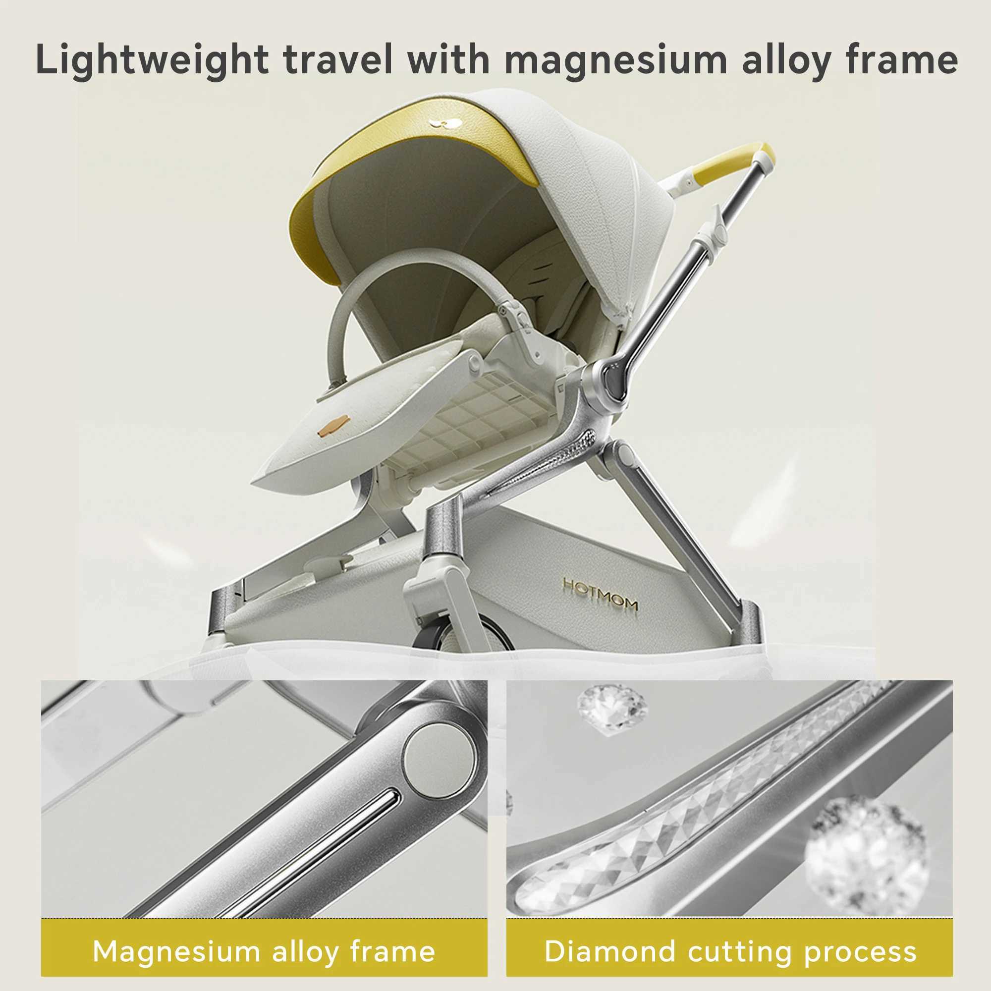 Hot Mom Evolution Light Cart Ultra Wide Seat Tiltable Backrest Reversible Large Wheels Magnesium Alloy Frame F39 W250411