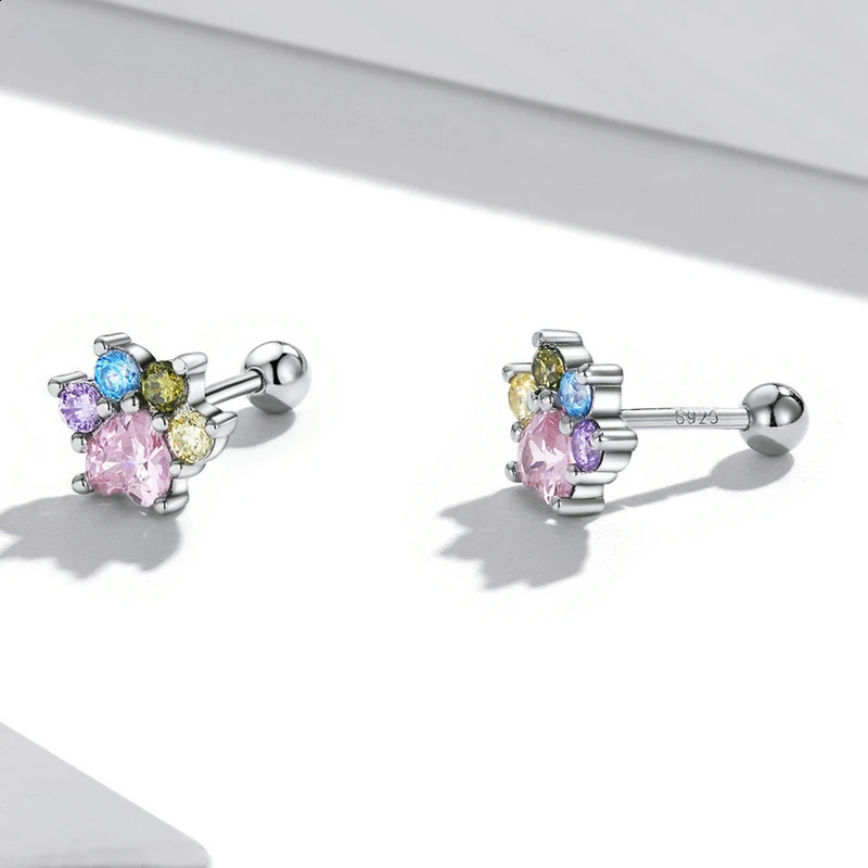 Wostu 925 sterling silver earrings colorful zirconium claw earrings womens zircon fashionable and exquisite jewelry wedding gifts 250409