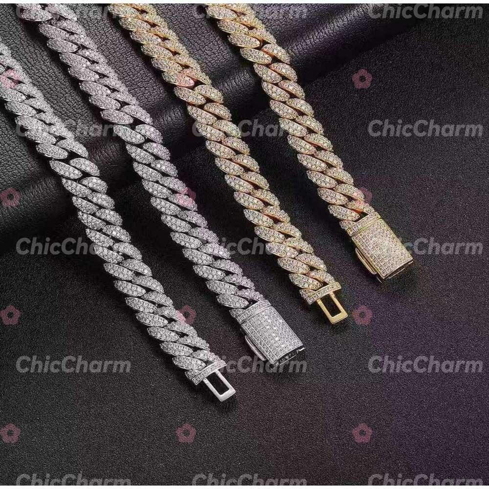 moissanite necklace Hip Hop pendant jewelry Sterling Silver gold Sterling Chain For Men necklace miami cuban link chain chains for necklaces gemstone 