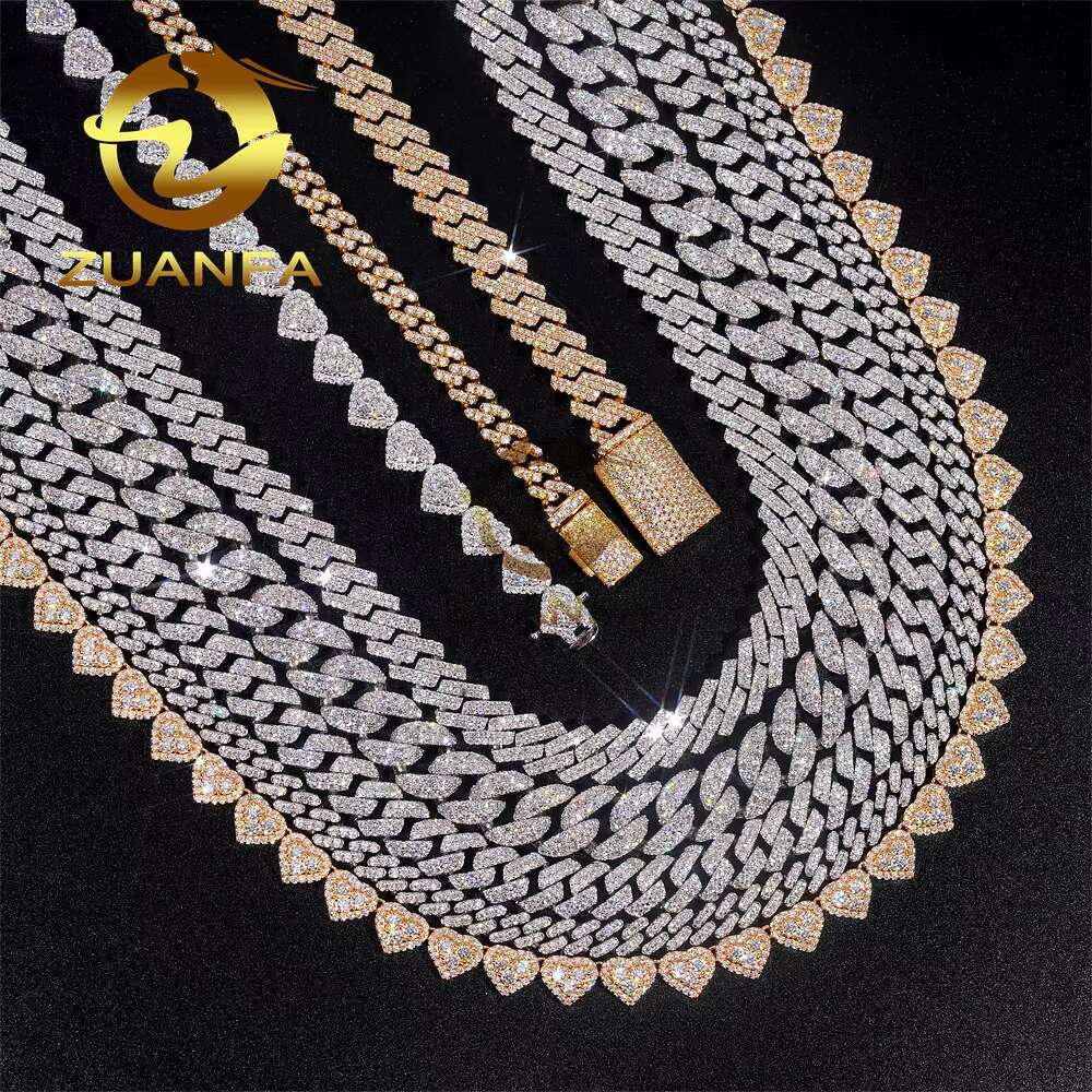 Cheap 8mm 10mm 12mm 13mm Vvs Moissanite k Men's Quick Delivery Hip Hop Style Iced Cuban Chain