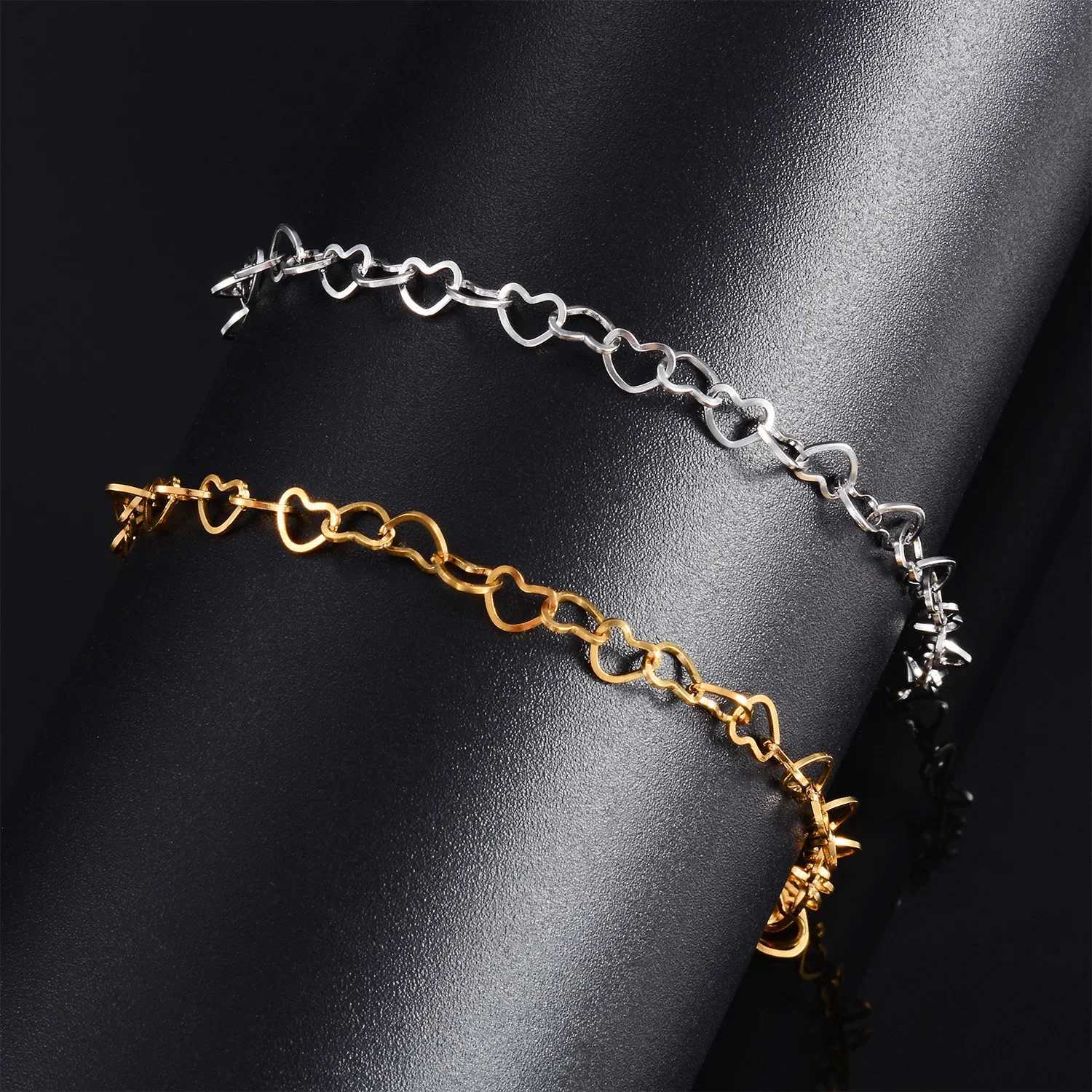 Rolo Heart Stainless Steel Bracelet Wedding Link Sweet Cute Love Statement Chain 3cm Extension Jewelry Gift For WomenC250411