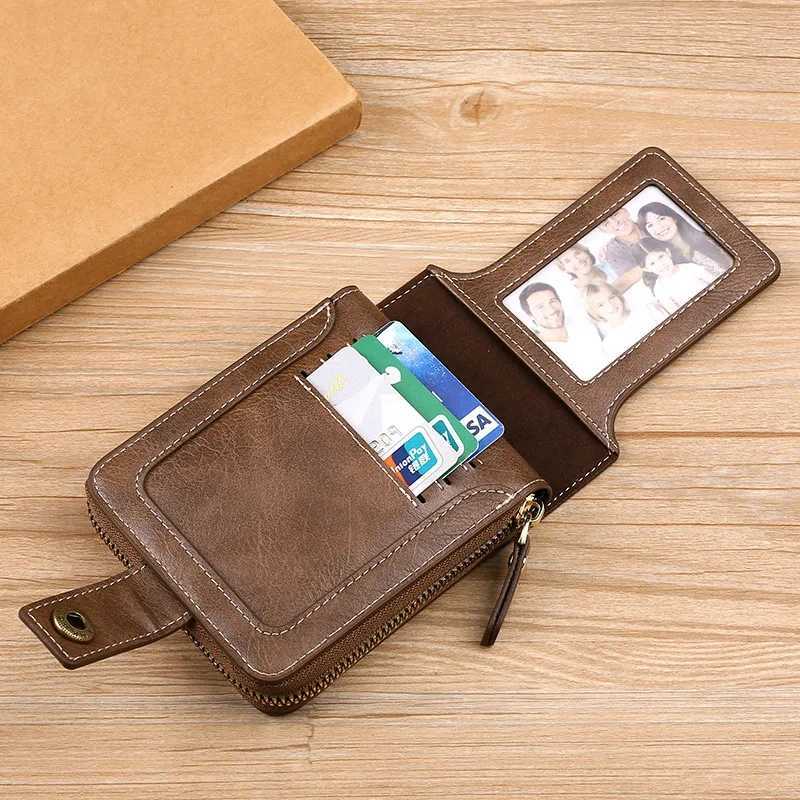 Mens Pu Leather Small Wallet with Short Horizontal Zipper Coin Pocket and Three Fold Cardcase Wallet Z250411