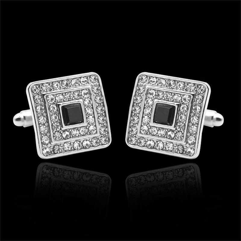 Square boys cufflinks high-quality rhinestones shiny cufflinks buttons jewelry French shirts mens clothing mens clothing accessoriesT250412