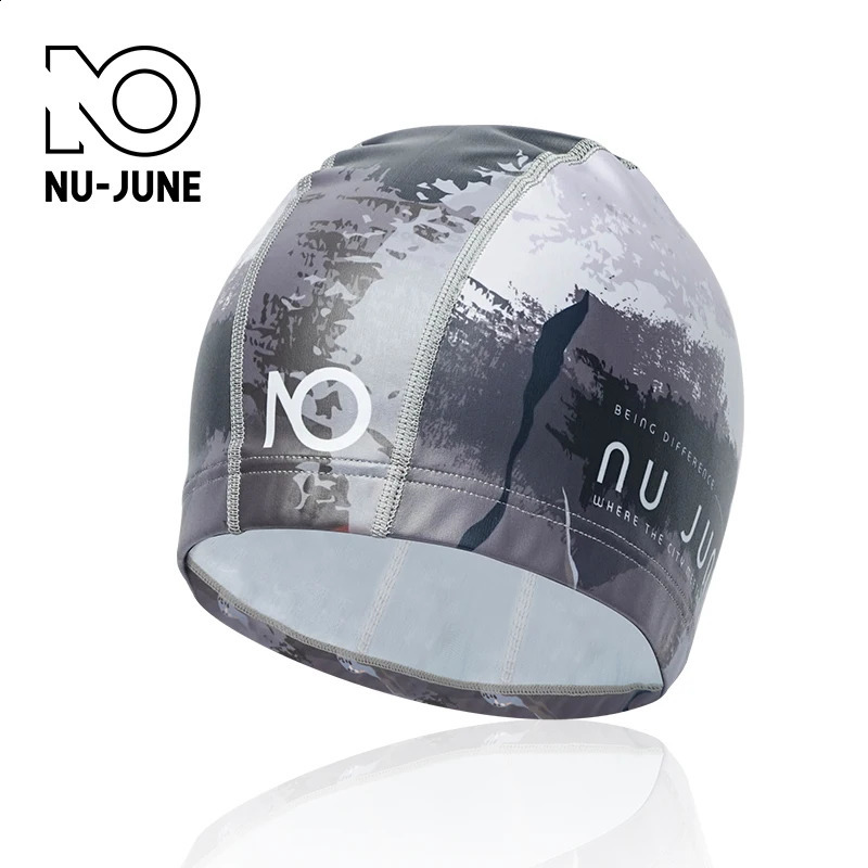 Nujune High Elastic Swimming Caps Adult Waterproof Stretchable Comfortable Ear Hair Protection Summer Pool Bathing Hat 250411