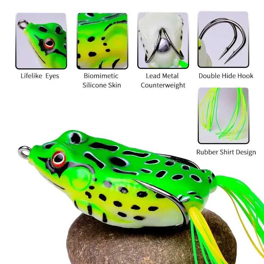 1 Pcs 6G 8G 13G 15G Frog Shape Lure Soft Tube Bait Plastic Fishing Lure with Fishing Hooks Topwater Ray Frog Artificial 3D Eyes Z250411