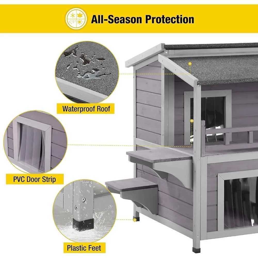 Outdoor Wildcat House Wooden Cat Shelter X250412