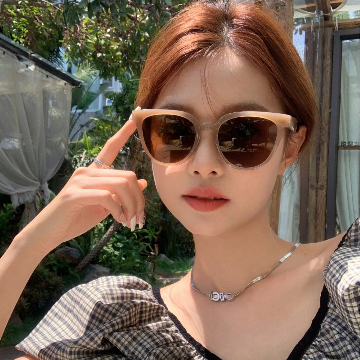 New Red Bean Liu Yifei's net red Tiktok drainage glasses UV proof sunscreen sunglasses