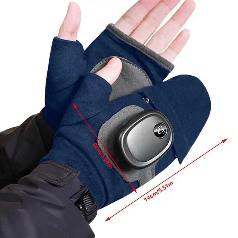 Heated Gloves For Men Women USB Fingerless Winter Heated Gloves USB Hand Warmer Gloves For Typing Cycling Skiing With 3C250412